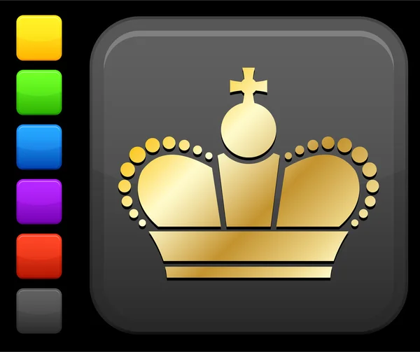 Иконка короны на квадратной кнопке — стоковый вектор