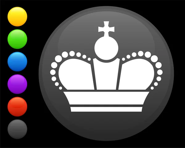 Královská koruna ikona na kulaté tlačítko internet — Stockový vektor