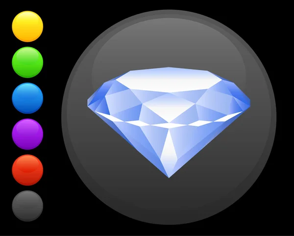 インターネットの丸いボタン上のダイヤモンド アイコン — ストックベクタ