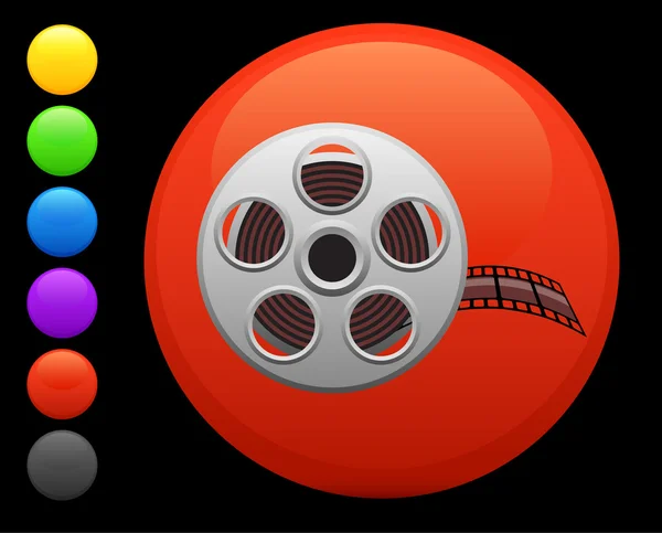 Icône de bobine de film sur bouton internet rond — Image vectorielle