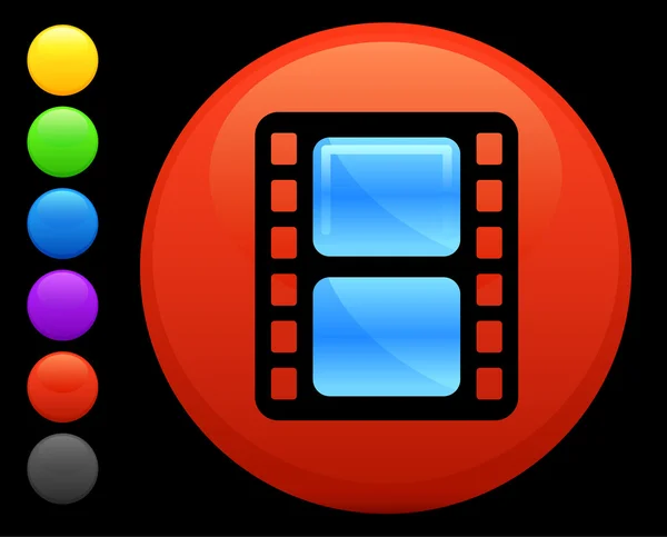 Filmrollen-Symbol auf rundem Internet-Knopf — Stockvektor
