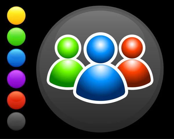 Icono del grupo de usuarios en el botón redondo de Internet — Vector de stock