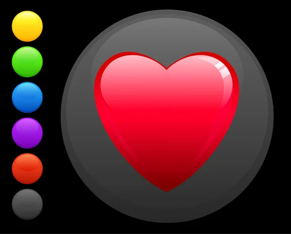 Εικονίδιο καρδιά στο στρογγυλό κουμπί internet — Διανυσματικό Αρχείο