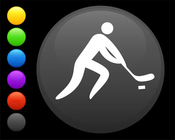 Hockey icon on round internet button — Stock Vector