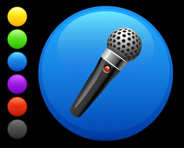 Microphone icon on round internet button — Stock Vector