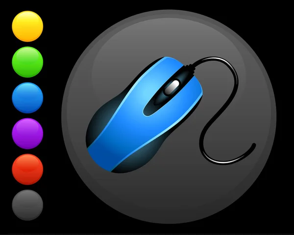 Icono del ratón en el botón redondo de Internet — Vector de stock