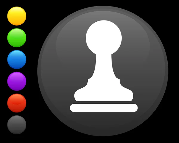 インターネットの丸いボタンでポーン チェス部分アイコン — ストックベクタ