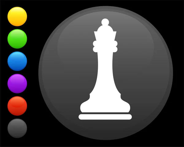 Βασίλισσα σκακιού κομμάτι εικονίδιο στο στρογγυλό κουμπί internet — Διανυσματικό Αρχείο