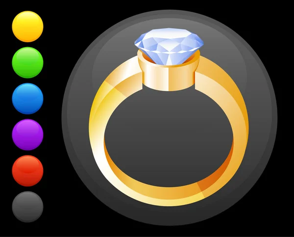 Icono del anillo de compromiso en el botón redondo de Internet — Vector de stock