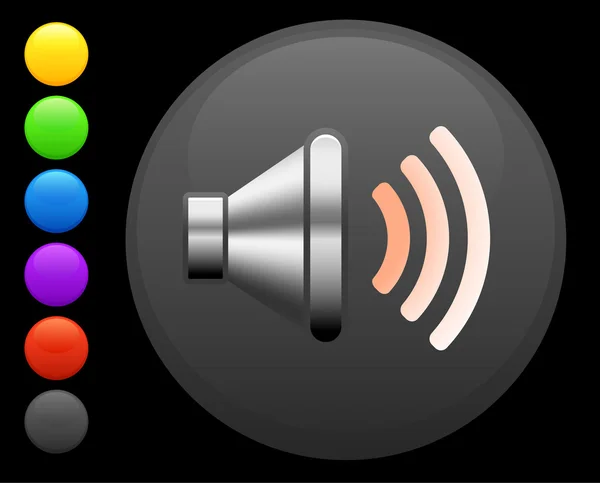 Speaker icon on round internet button — Stock Vector