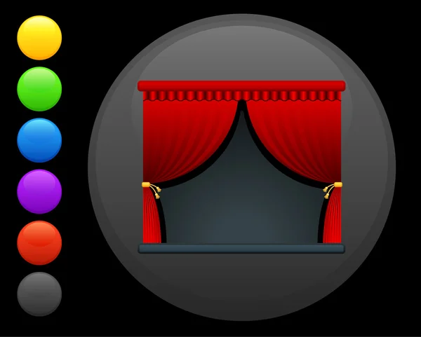 Icono de cortinas en el botón redondo de Internet — Vector de stock