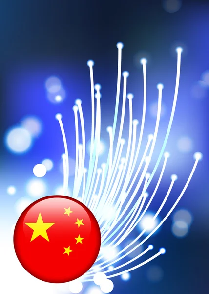 Chinese Internet Button with Fiber Optic Background — Stock Vector