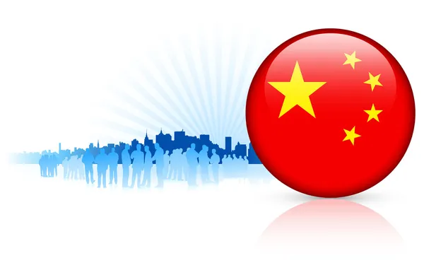 Κίνα internet κουμπί με φόντο του ορίζοντα — Διανυσματικό Αρχείο