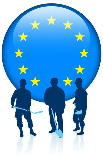 Costruzione con pulsante Internet dell'Unione europea — Vettoriale Stock