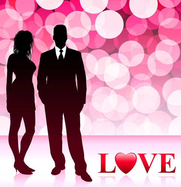 Jeune couple avec lentille Flare Love Background — Image vectorielle