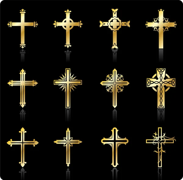 Religieuze cross design collectie — Stockvector
