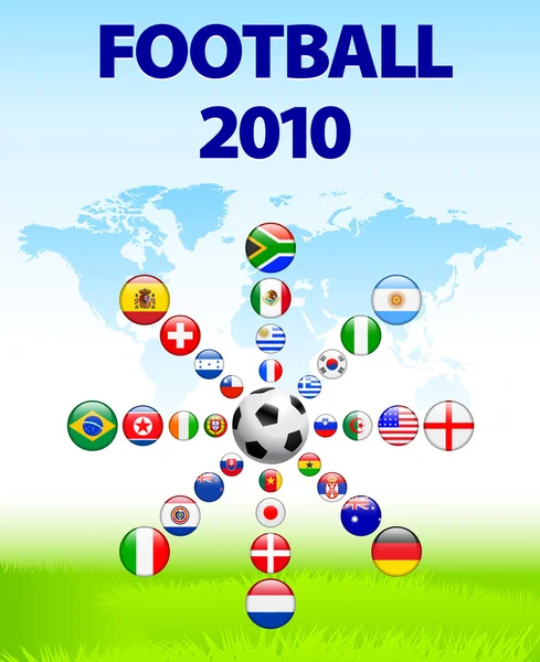 Afiche de fútbol con botones de bandera — Vector de stock