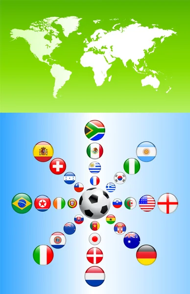 足球海报与旗帜按钮 — 图库矢量图片
