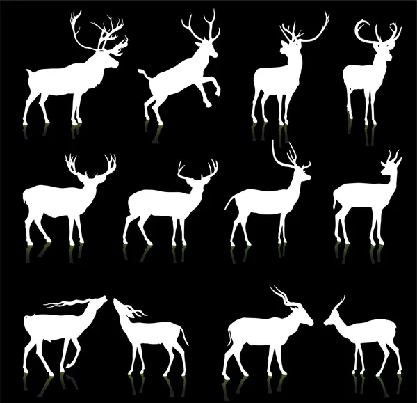 Kolekce silueta jelena — Stockový vektor
