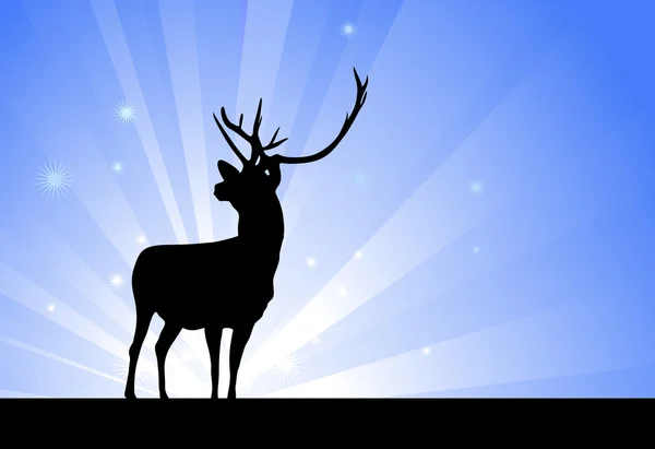Deer op gloeiende achtergrond — Stockvector