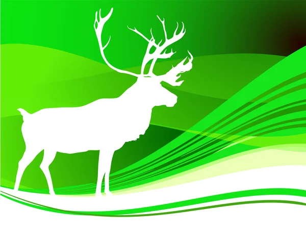 Ciervo sobre fondo verde abstracto — Vector de stock