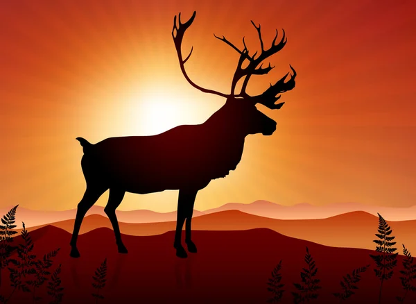 Latar Belakang Deer ib Sunset - Stok Vektor