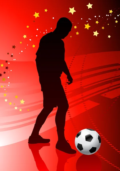 Jogador de futebol no fundo vermelho —  Vetores de Stock