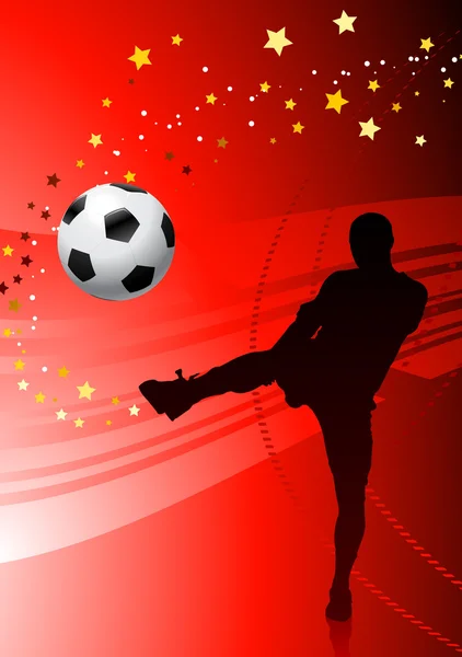 赤の背景 - サッカー選手 — ストックベクタ