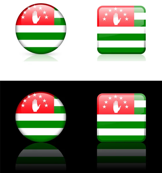 Abjasia Botones de bandera sobre fondo blanco y negro — Archivo Imágenes Vectoriales