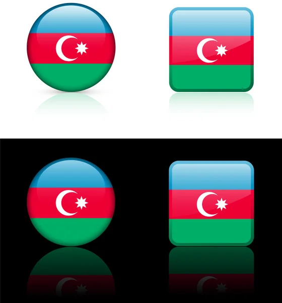 Przyciski flaga Azerbejdżanu na białe i czarne tło — Wektor stockowy