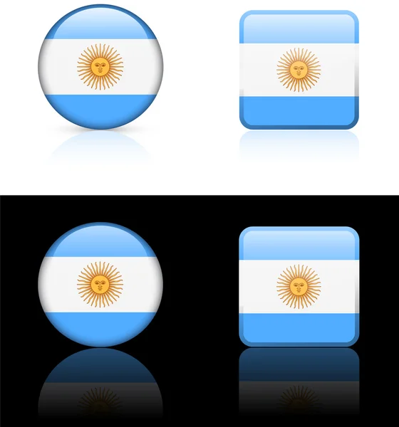 Кнопки флага Аргентины на белом и черном фоне — стоковый вектор