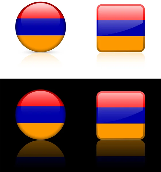 Вірменія прапор кнопок на білий і чорний фон — стоковий вектор