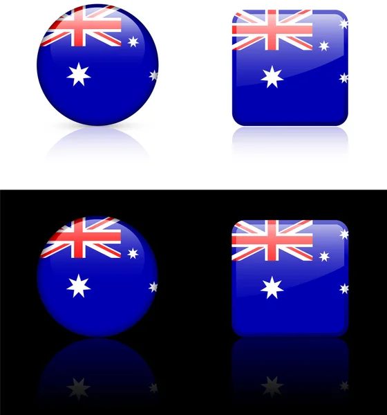 澳大利亚国旗白色和黑色背景上的按钮 — 图库矢量图片
