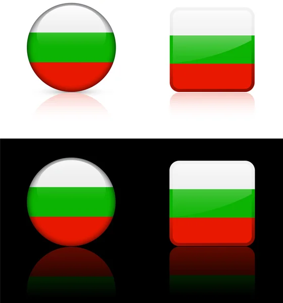 保加利亚白色和黑色背景上的标志按钮 — 图库矢量图片