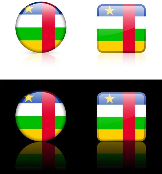 Кнопки флага Центральноафриканской Республики на белом и черном бэкгро — стоковый вектор