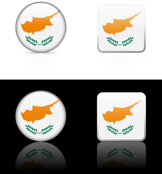 Cyprus vlag knoppen op witte en zwarte achtergrond — Stockvector