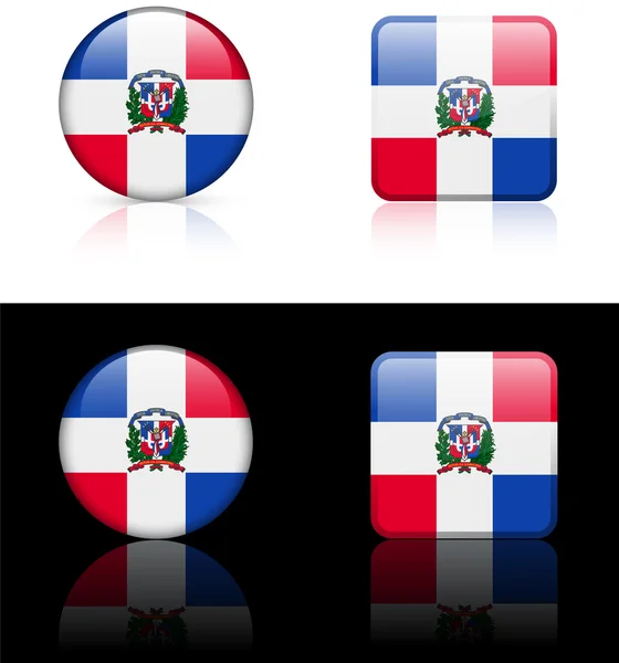 Dominican republic Flag Buttons on White and Black Background — Stock Vector