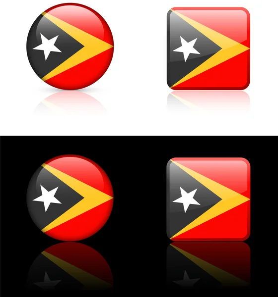 白色和黑色背景上的东帝汶标志按钮 — 图库矢量图片