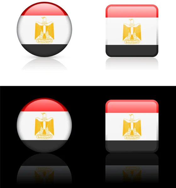 Єгипет прапор кнопок, розташованих на білий і чорний фон — стоковий вектор