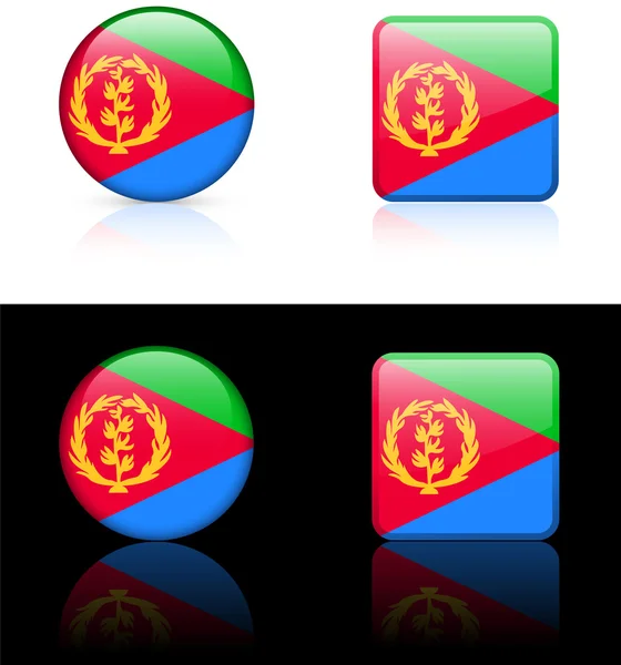 Eritrea zászló gombok a fehér és a fekete háttér — Stock Vector