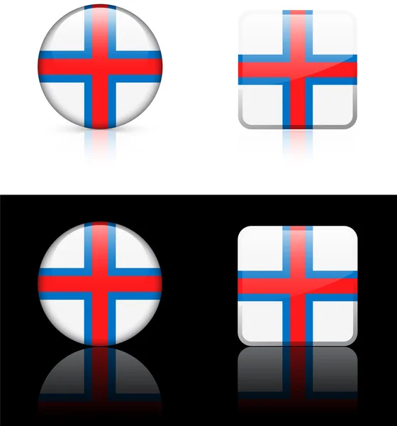 Flaga Wysp Owczych przyciski na białe i czarne tło — Wektor stockowy