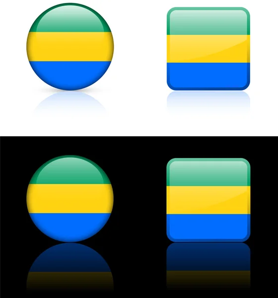 Tasten der Gabon-Flagge auf weißem und schwarzem Hintergrund — Stockvektor