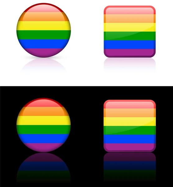 Homo vlag knoppen op witte en zwarte achtergrond — Stockvector