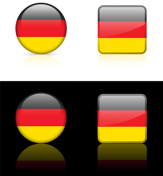 Botones de bandera de Alemania sobre fondo blanco y negro — Archivo Imágenes Vectoriales