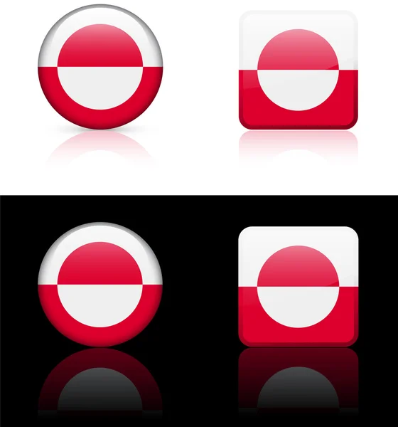 Greenland Flag Buttons on White and Black Background — Stock Vector