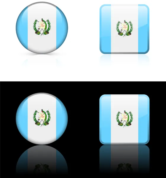 Botones de bandera de Guatemala sobre fondo blanco y negro — Vector de stock