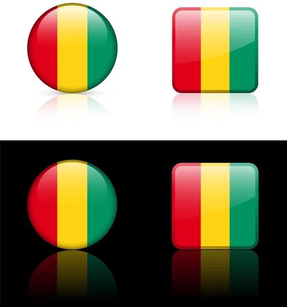 Botões de bandeira da Guiné em fundo branco e preto — Vetor de Stock