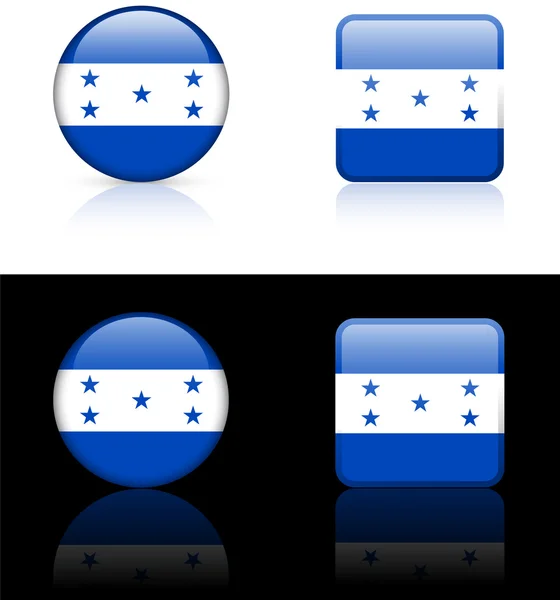 Honduras vlag knoppen op witte en zwarte achtergrond — Stockvector