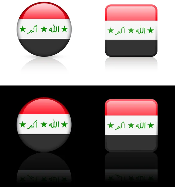 白色和黑色背景上的伊拉克国旗按钮 — 图库矢量图片