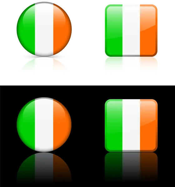 Irlanda Bandiera Pulsanti su sfondo bianco e nero — Vettoriale Stock